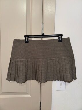 BP Brown Plaid Pleated Mini Skirt